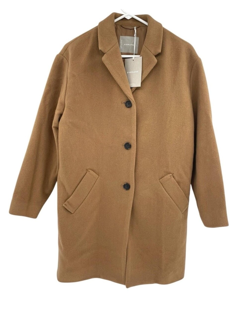 Everlane Cocoon Coat Womens Small Camel Wool Blend Single Breasted NWT